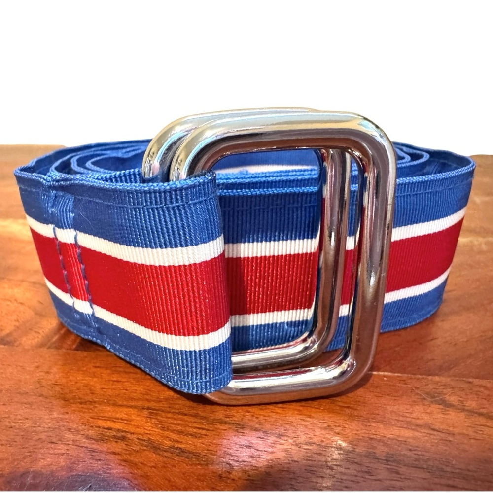 Brooks Brothers Classic Striped Ribbon Belt in Red, White and Blue, Men’s Small